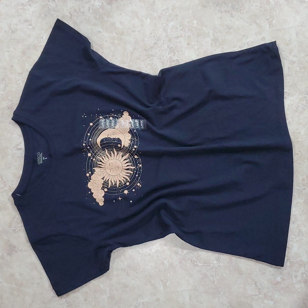 Moon sun clouds stars womens tee shirt  Brisco brands